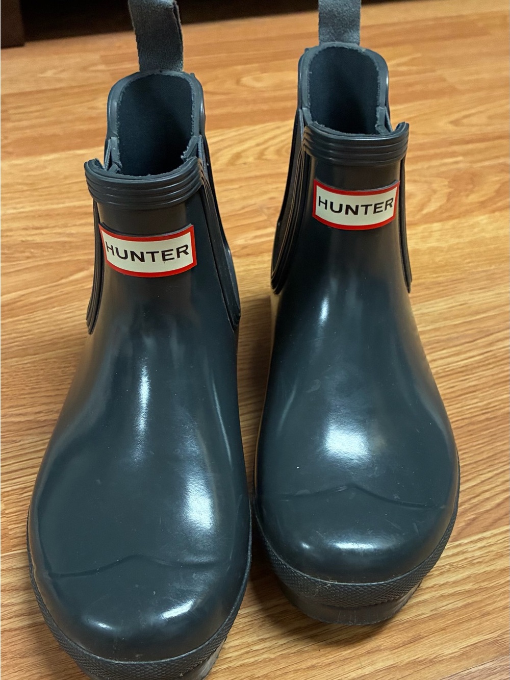 Hunter Original Chelsea Waterproof Rain Boots Glossy Navy Blue Size 7